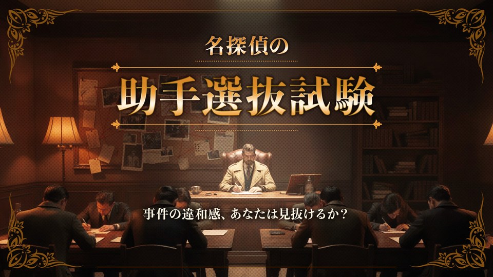 『名探偵の助手選抜試験ー事件の違和感、あなたは見抜けるか？ー』の公式キービジュアル