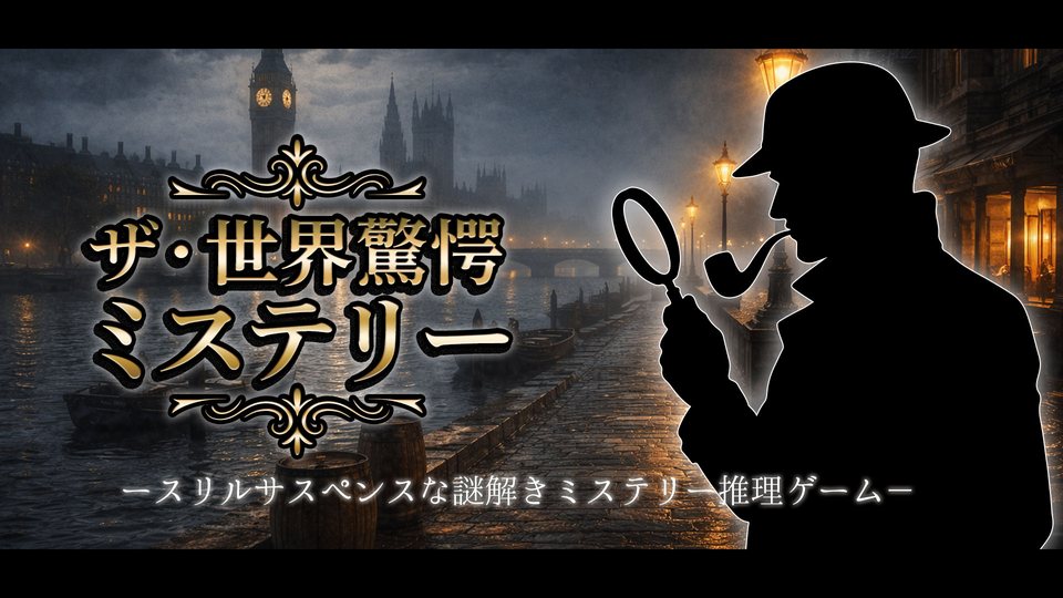 『ザ・世界驚愕ミステリーースリルサスペンスな謎解きミステリー推理ゲームー』の公式キービジュアル