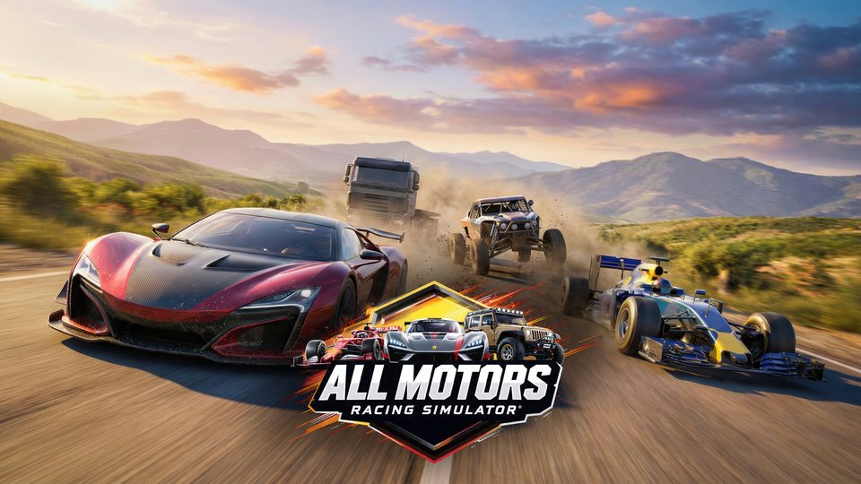 『All Motors Racing Simulator』の公式キービジュアル