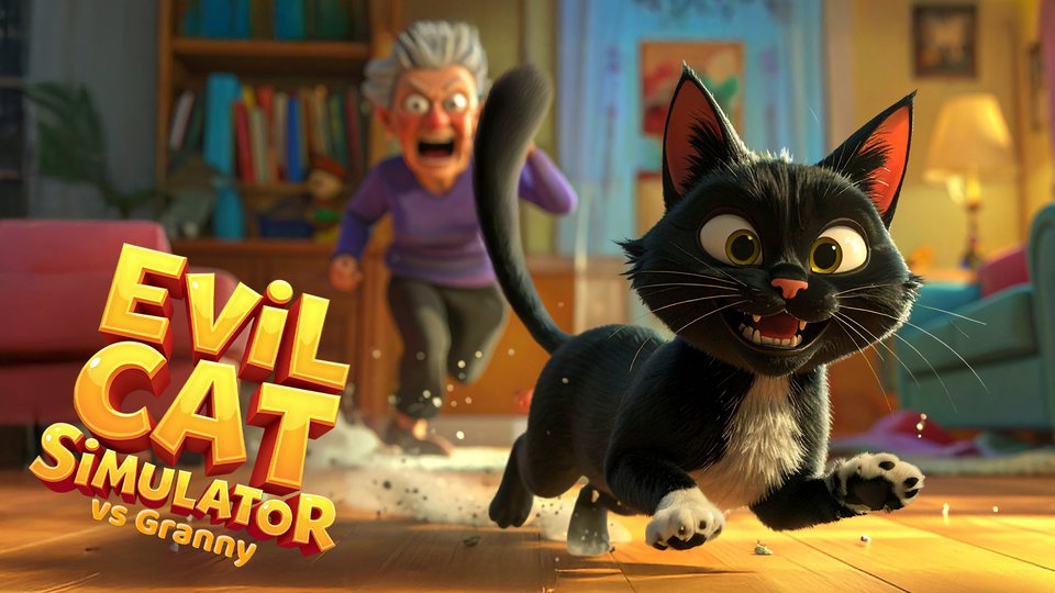 『Evil Cat Simulator vs Granny』の公式キービジュアル